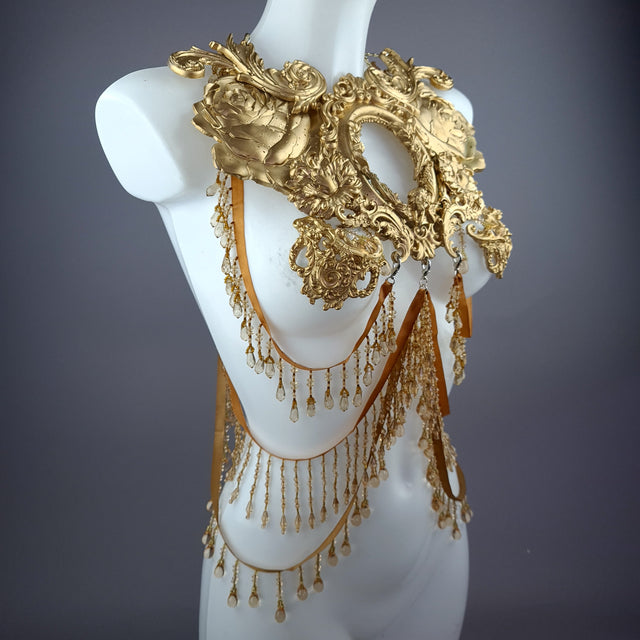 "Rosa Mystica" Gold Cherub & Filigree Harness Body Jewellery & Pasties.