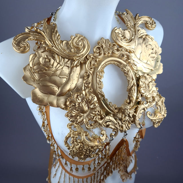 "Rosa Mystica" Gold Cherub & Filigree Harness Body Jewellery & Pasties.