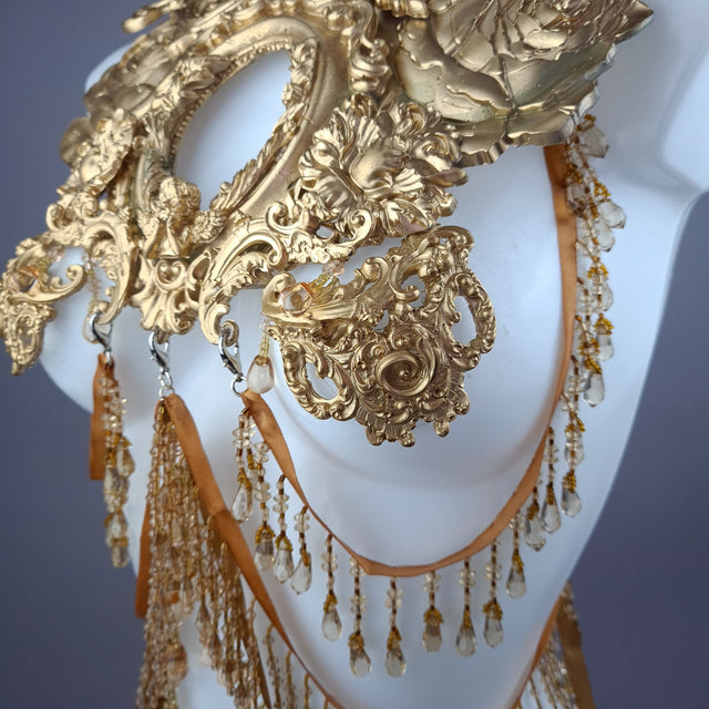 "Rosa Mystica" Gold Cherub & Filigree Harness Body Jewellery & Pasties.