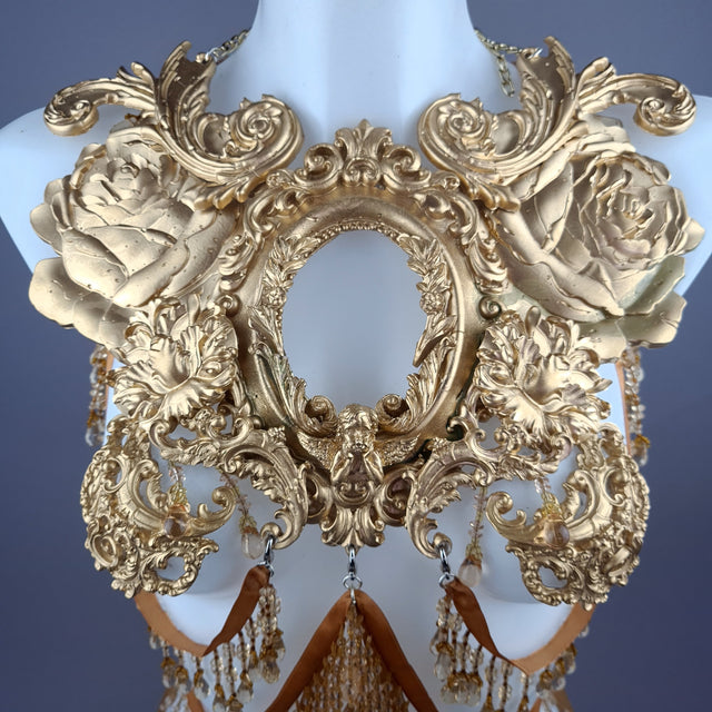 "Rosa Mystica" Gold Cherub & Filigree Harness Body Jewellery & Pasties.