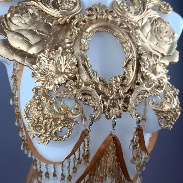 "Rosa Mystica" Gold Cherub & Filigree Harness Body Jewellery & Pasties.