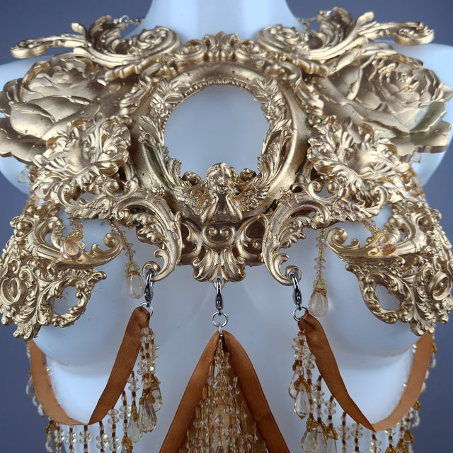 "Rosa Mystica" Gold Cherub & Filigree Harness Body Jewellery & Pasties.