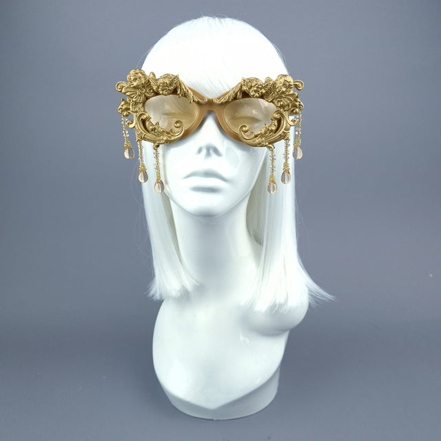 "Cherubino" Gold Angel & Filigree, Beading Catseye Sunglasses