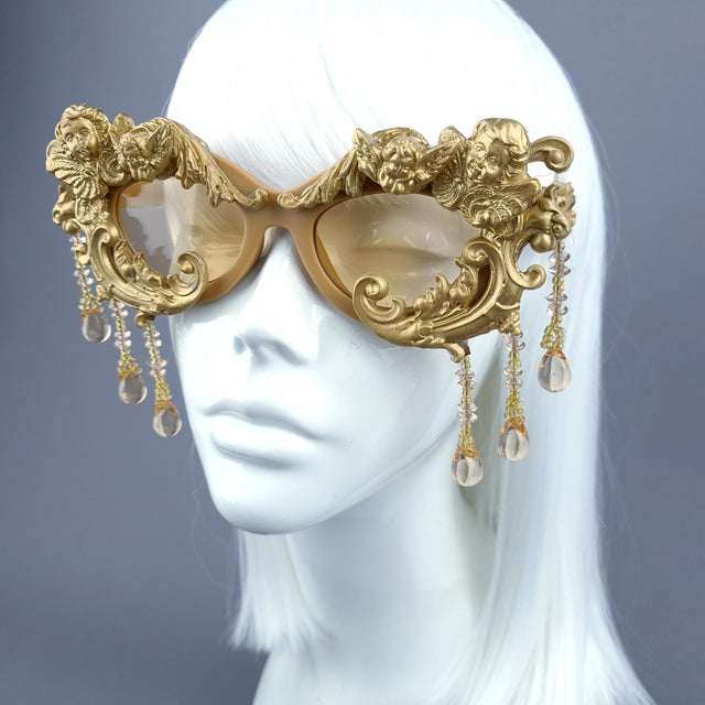 "Cherubino" Gold Angel & Filigree, Beading Catseye Sunglasses