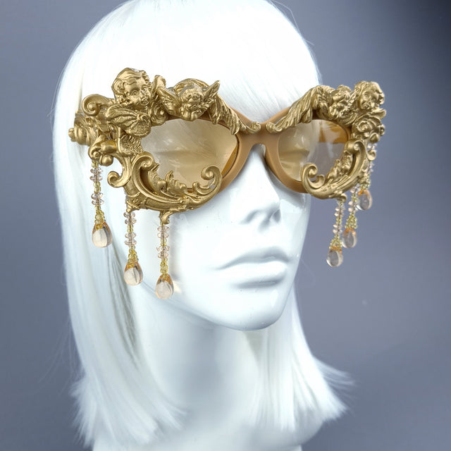 "Cherubino" Gold Angel & Filigree, Beading Catseye Sunglasses