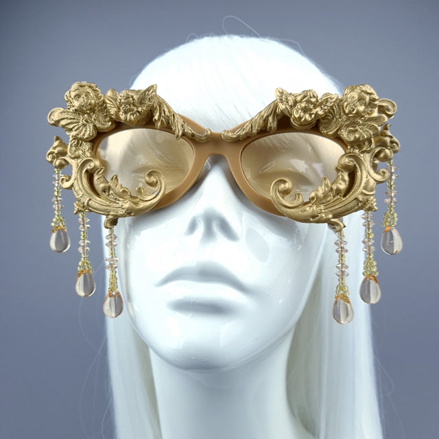 "Cherubino" Gold Angel & Filigree, Beading Catseye Sunglasses