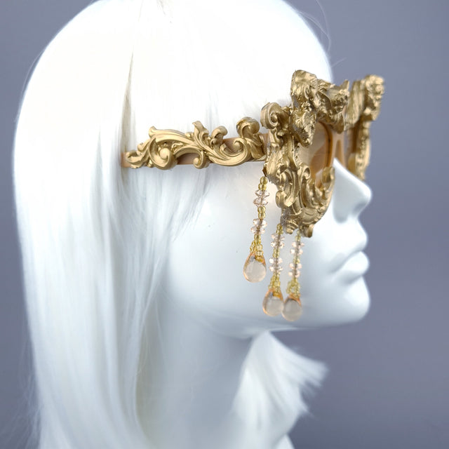 "Cherubino" Gold Angel & Filigree, Beading Catseye Sunglasses