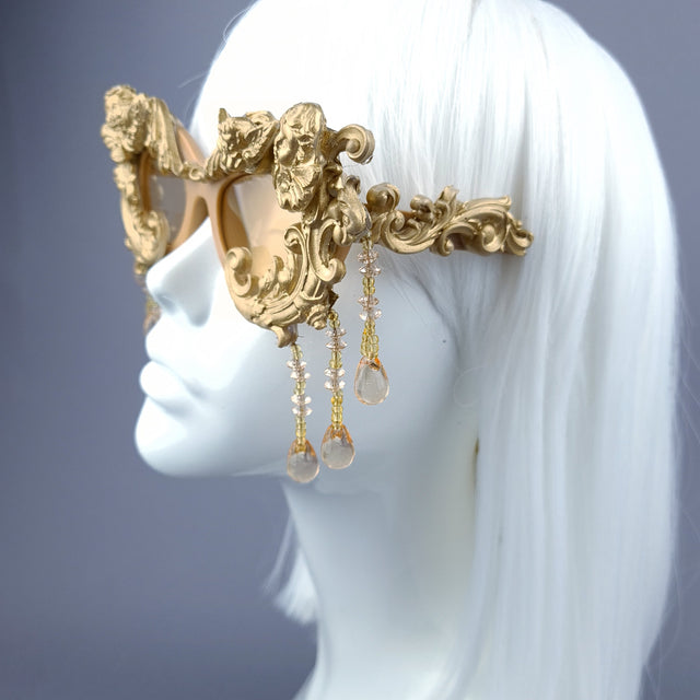 "Cherubino" Gold Angel & Filigree, Beading Catseye Sunglasses