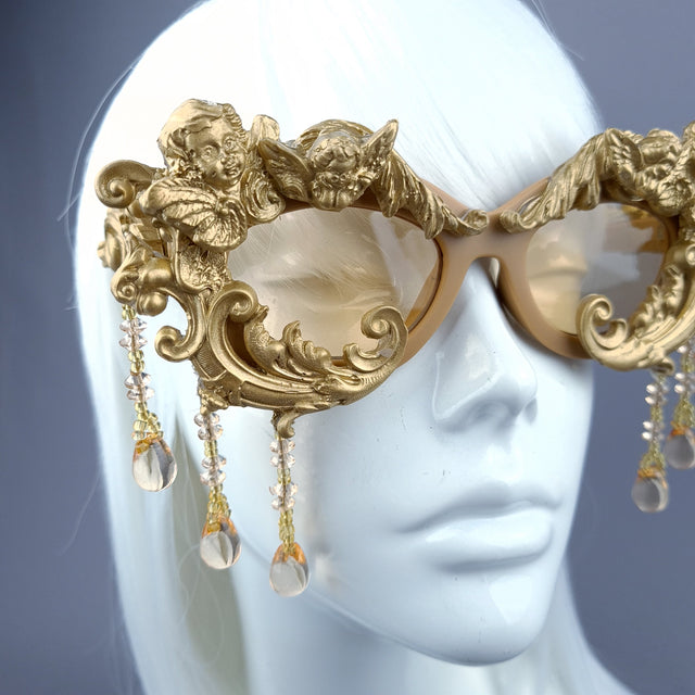 "Cherubino" Gold Angel & Filigree, Beading Catseye Sunglasses