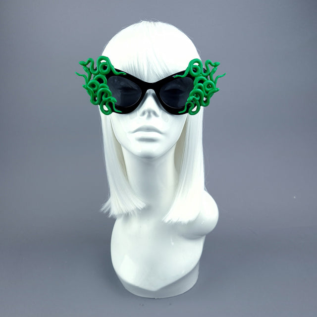 "Medusa" Green Snake Black Sunglasses