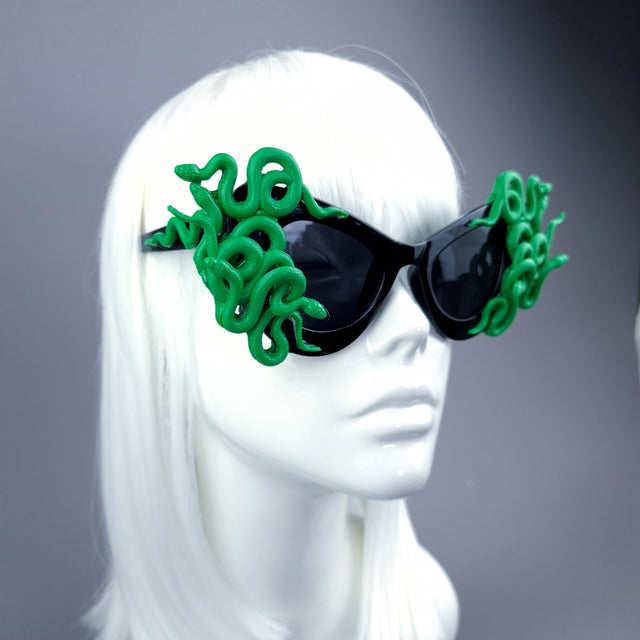 "Medusa" Green Snake Black Sunglasses