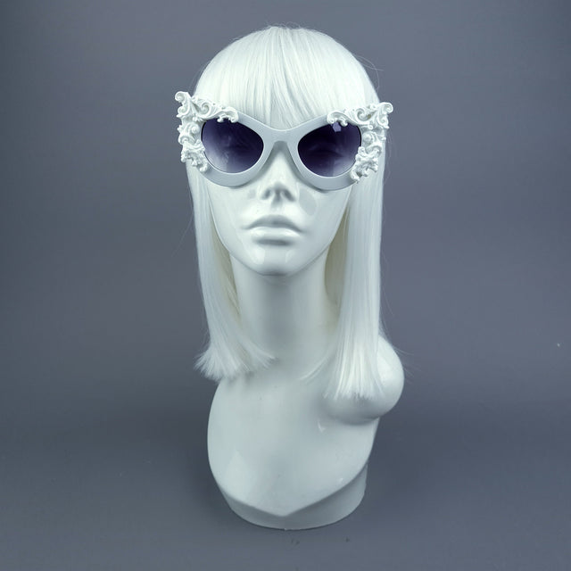 "Amaya" White Filigree Sunglasses
