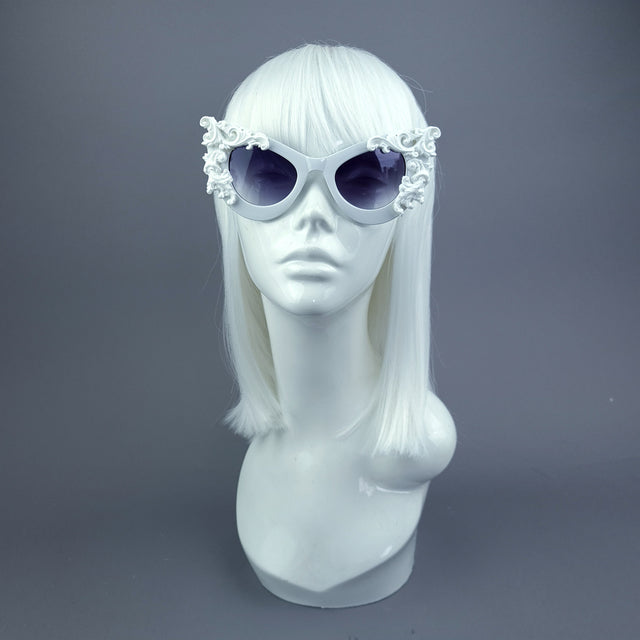 "Amaya" White Filigree Sunglasses