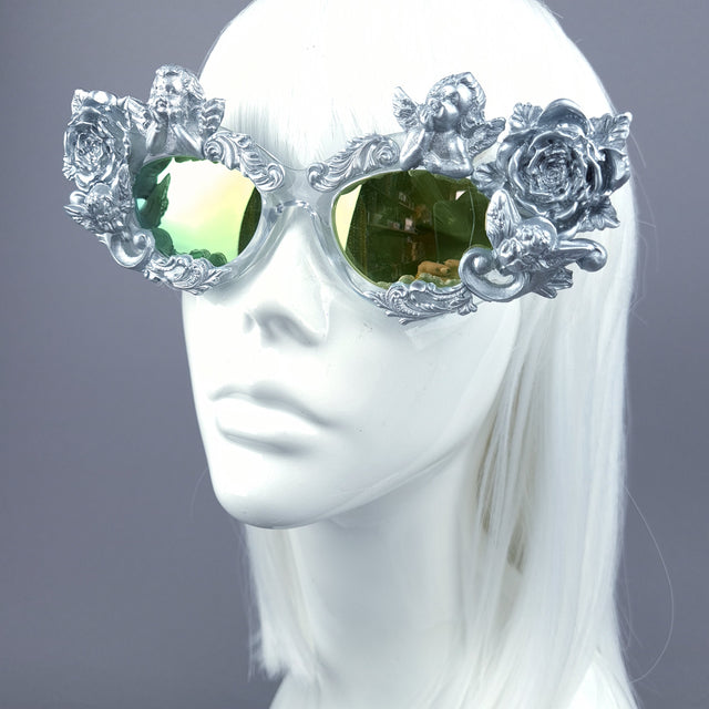 "Immortal" Silver Angel, Rose & Filigree Catseye Sunglasses