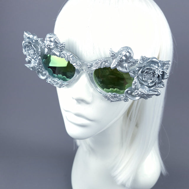 "Immortal" Silver Angel, Rose & Filigree Catseye Sunglasses