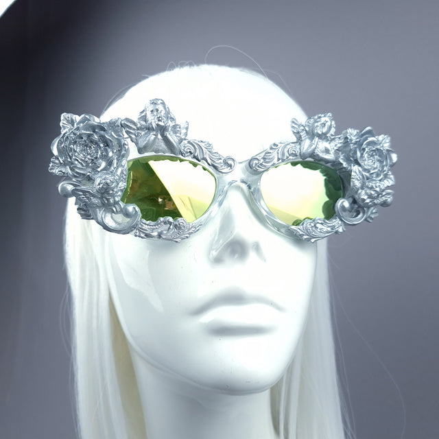 "Immortal" Silver Angel, Rose & Filigree Catseye Sunglasses