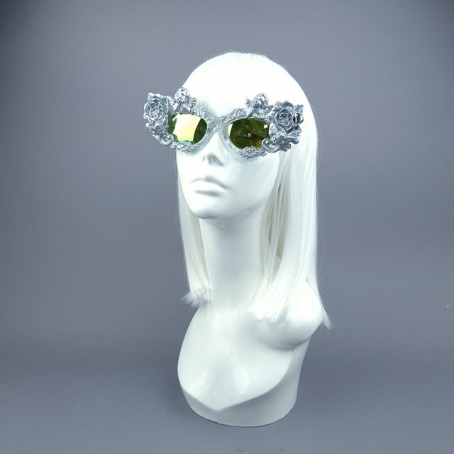 "Immortal" Silver Angel, Rose & Filigree Catseye Sunglasses