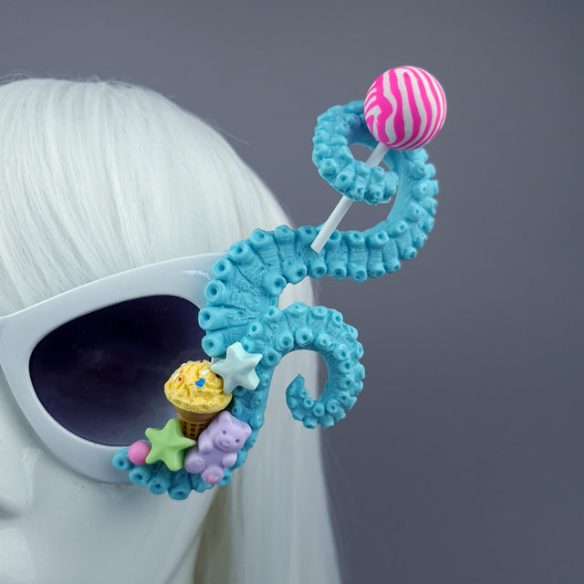 "Sugarie" Pastel Blue Tentacle Candy Sweets Sunglasses