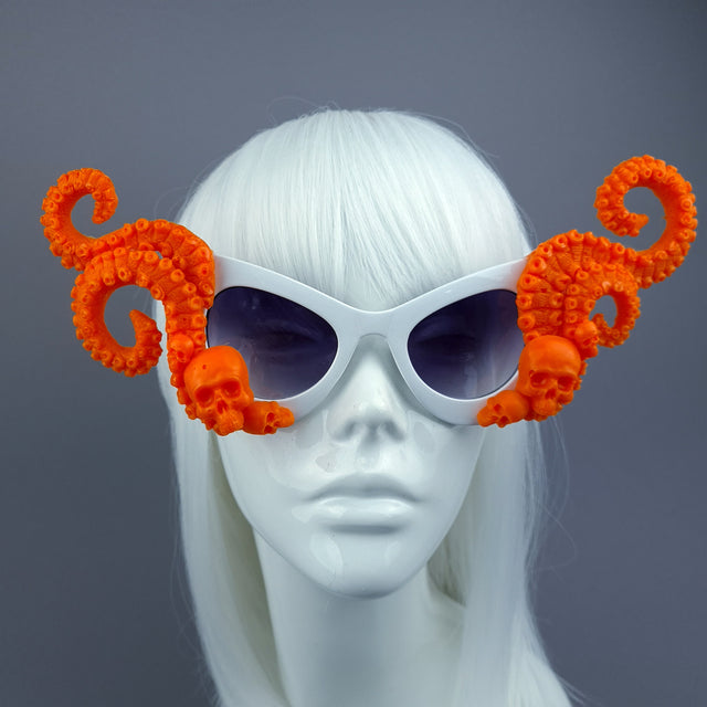"Eerie" Orange Skulls Kraken Tentacles Sunglasses