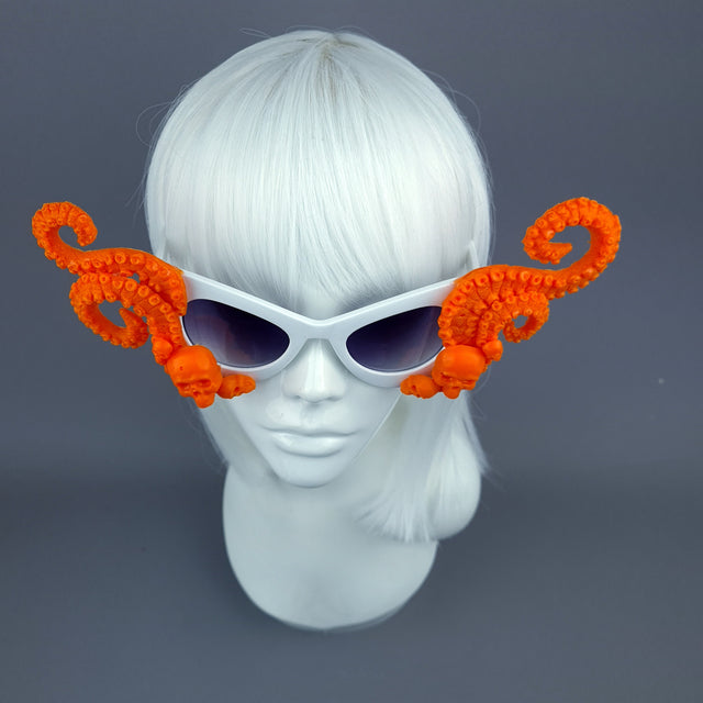 "Eerie" Orange Skulls Kraken Tentacles Sunglasses