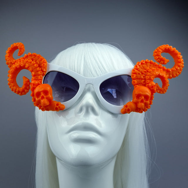 "Eerie" Orange Skulls Kraken Tentacles Sunglasses