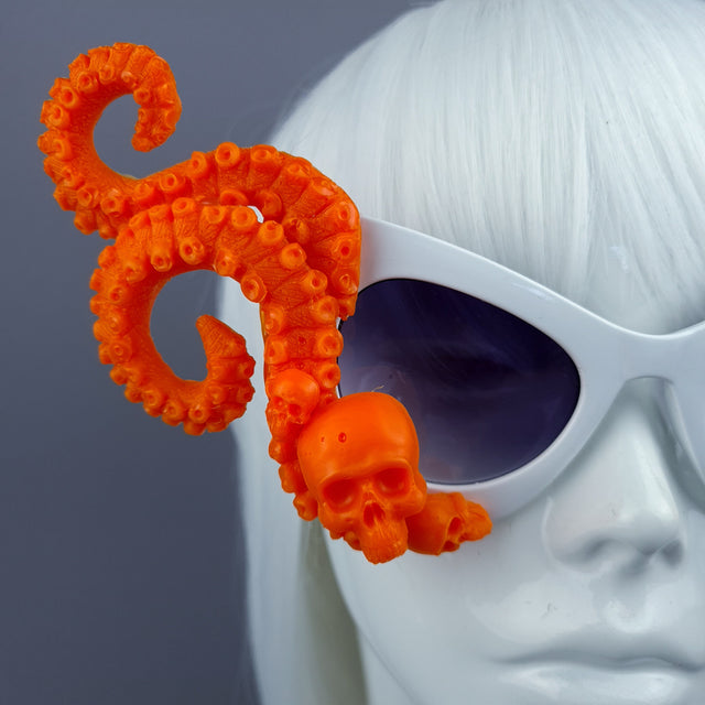 "Eerie" Orange Skulls Kraken Tentacles Sunglasses