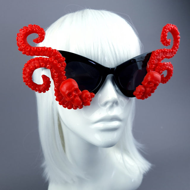 "Eerie" Red Skulls Kraken Tentacles Sunglasses