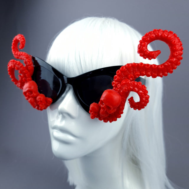 "Eerie" Red Skulls Kraken Tentacles Sunglasses