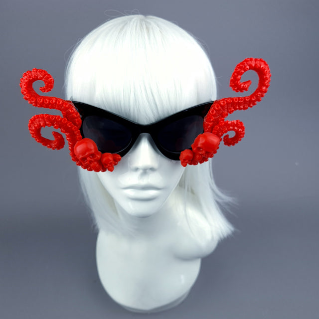 "Eerie" Red Skulls Kraken Tentacles Sunglasses