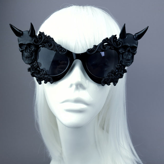 "Sorcery" Black Devil Skull Filigree Sunglasses
