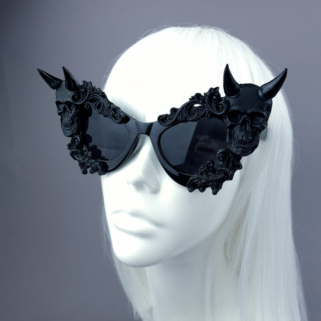 "Sorcery" Black Devil Skull Filigree Sunglasses