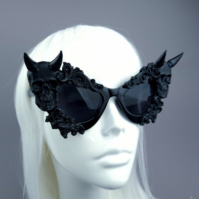 "Sorcery" Black Devil Skull Filigree Sunglasses