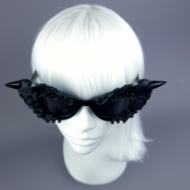 "Sorcery" Black Devil Skull Filigree Sunglasses