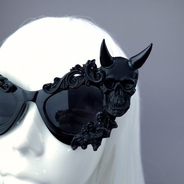 "Sorcery" Black Devil Skull Filigree Sunglasses