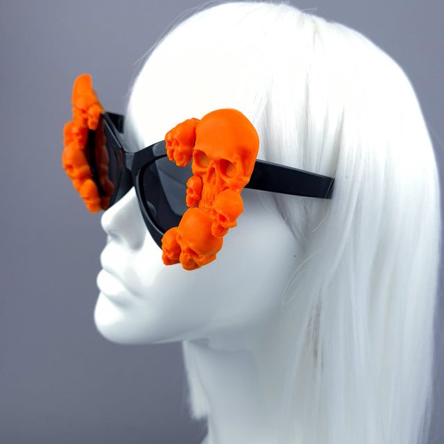 "Ghoul" Orange Skulls Black Cateye Sunglasses