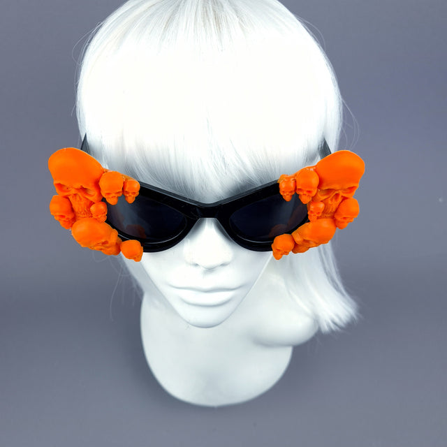 "Ghoul" Orange Skulls Black Cateye Sunglasses