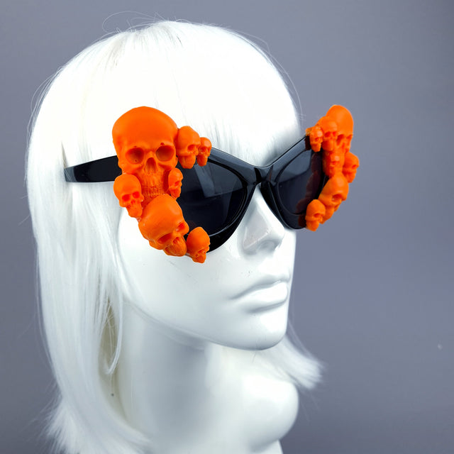 "Ghoul" Orange Skulls Black Cateye Sunglasses
