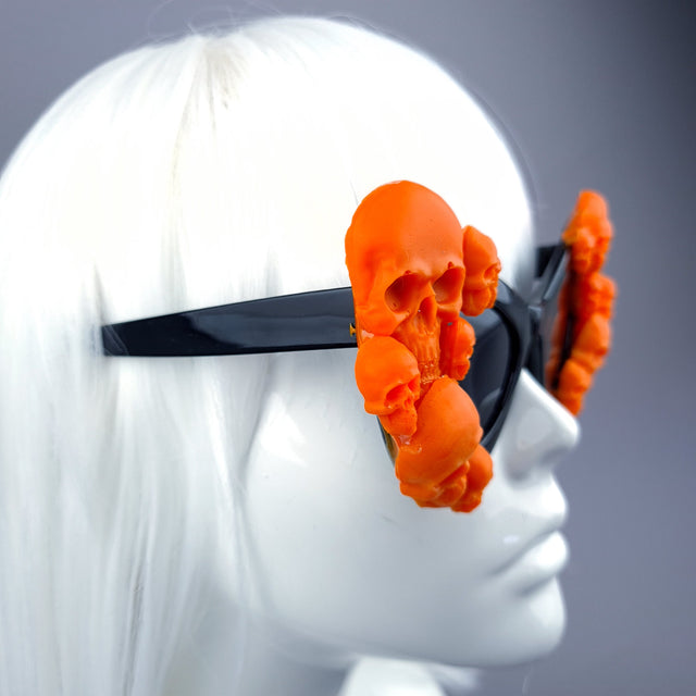 "Ghoul" Orange Skulls Black Cateye Sunglasses