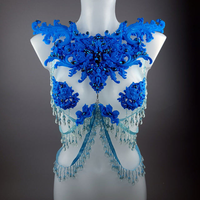 "De Hyacintho" Blue Filigree Nipple Pasties & Beading Body Jewellery