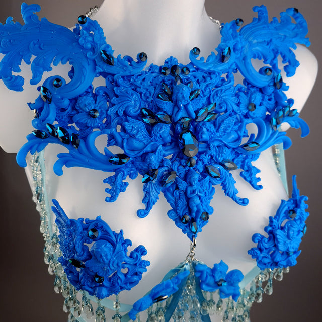"De Hyacintho" Blue Filigree Nipple Pasties & Beading Body Jewellery