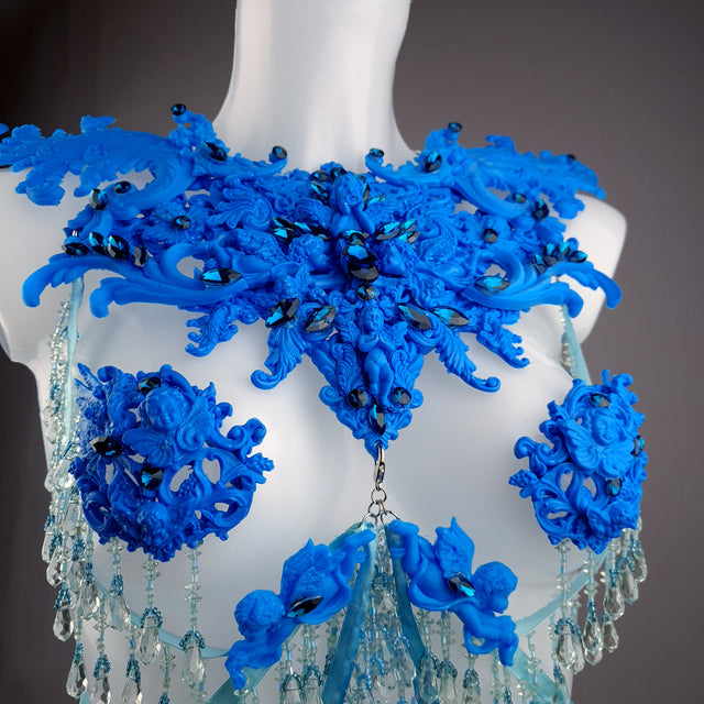 "De Hyacintho" Blue Filigree Nipple Pasties & Beading Body Jewellery