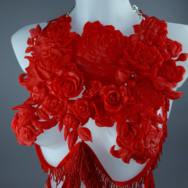 "Psyche" Red Roses Harness Body Jewellery & Pasties.