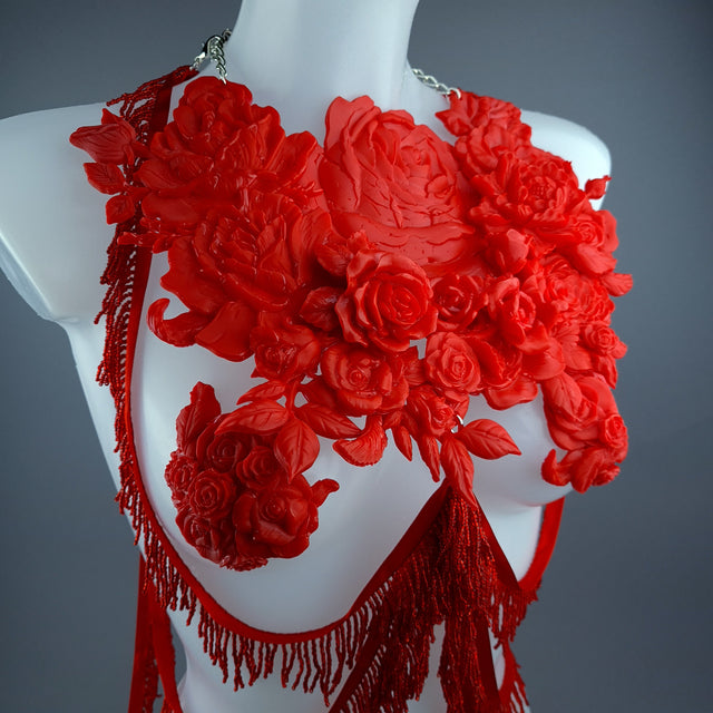 "Psyche" Red Roses Harness Body Jewellery & Pasties.
