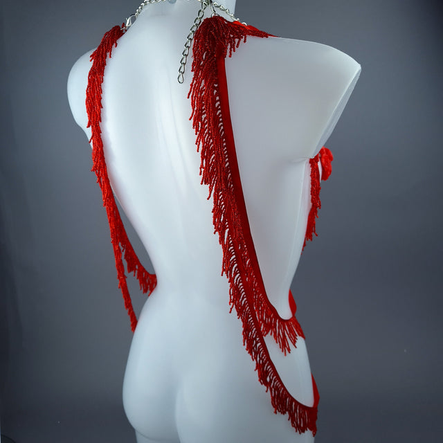 "Psyche" Red Roses Harness Body Jewellery & Pasties.