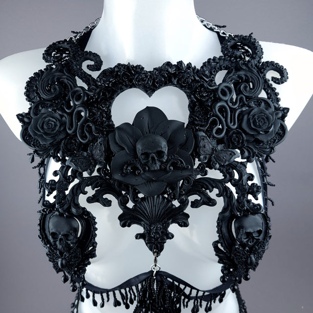 "Gremory" Black Filigree Harness Body Jewellery & Pasties.