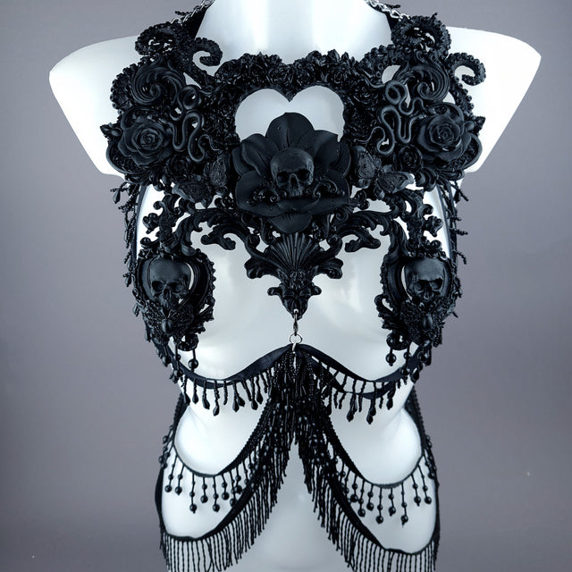 "Gremory" Black Filigree Harness Body Jewellery & Pasties.