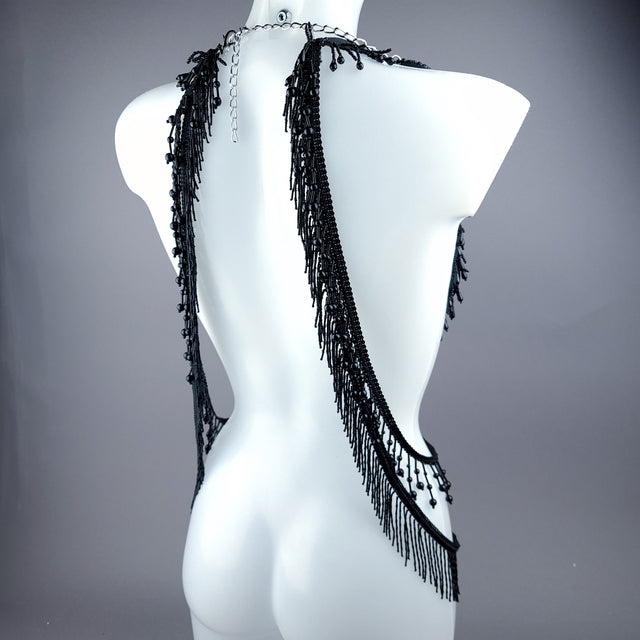 "Gremory" Black Filigree Harness Body Jewellery & Pasties.