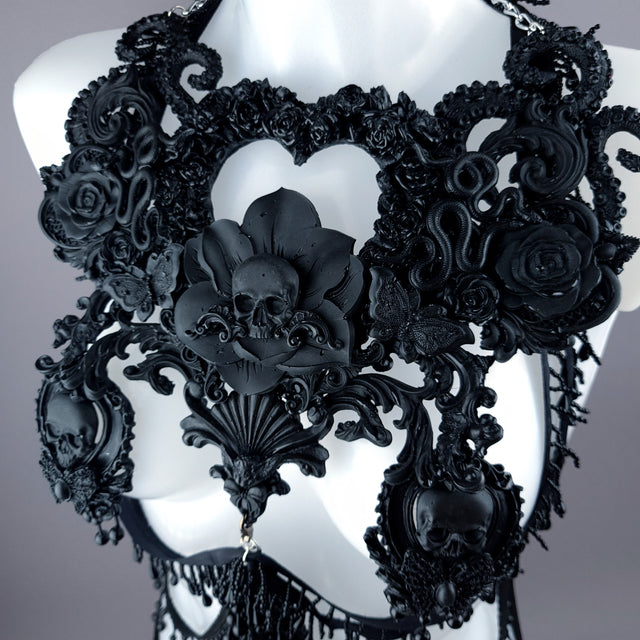 "Gremory" Black Filigree Harness Body Jewellery & Pasties.