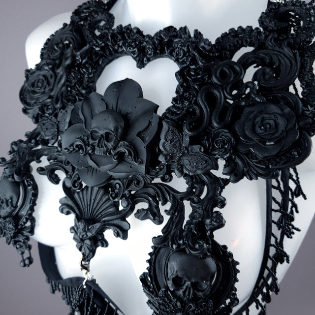 "Gremory" Black Filigree Harness Body Jewellery & Pasties.