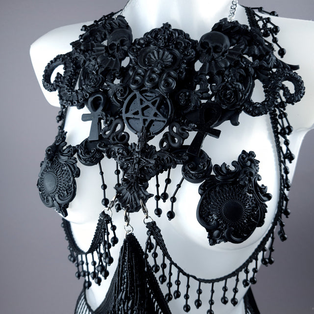 "Devil in Disguise" Black Filigree Harness Body Jewellery & Pasties.